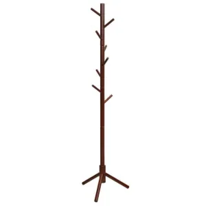 2 Heights Wooden Coat Rack with 8 Hooks-Walnut