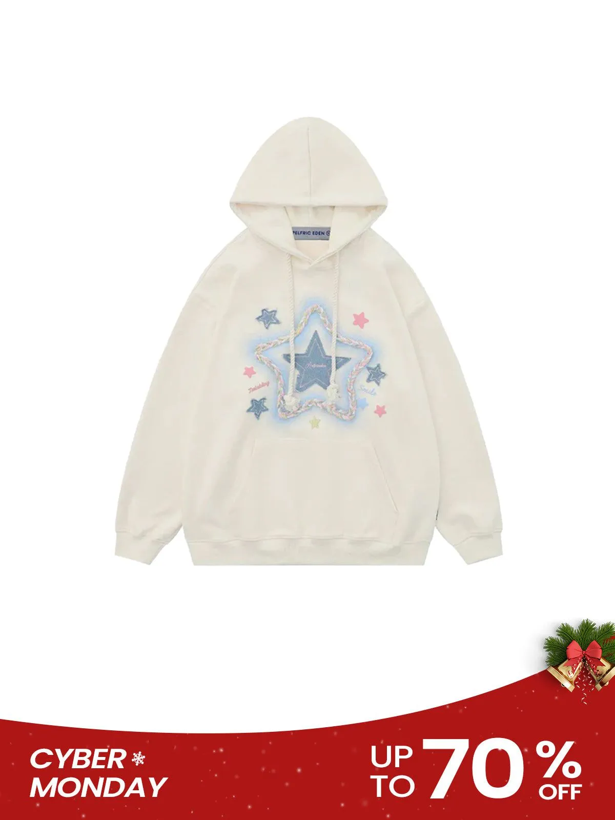 Aelfric Eden Denim Star Applique Embroidery Hoodie