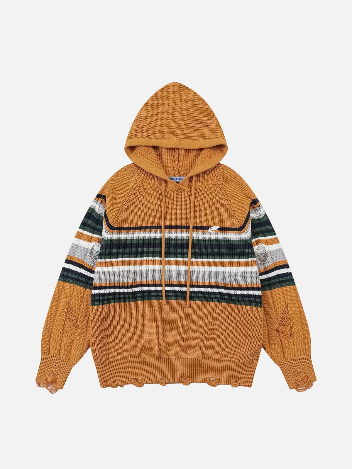 Aelfric Eden Distressed Stripe Knit Hoodie