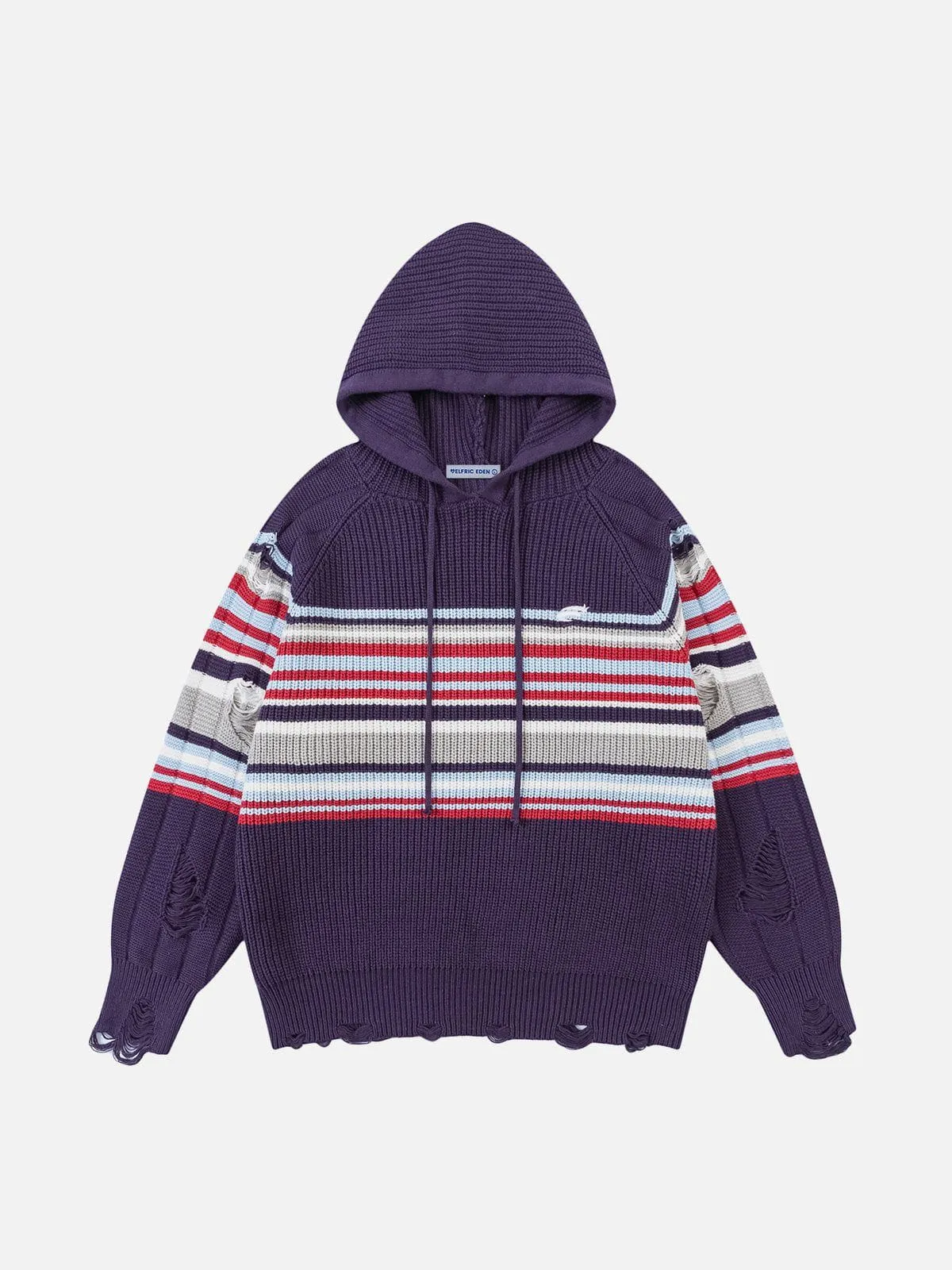 Aelfric Eden Distressed Stripe Knit Hoodie