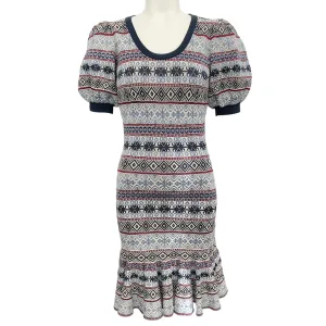 Alexander McQueen Ivory / Blue Fairisle Knit Dress