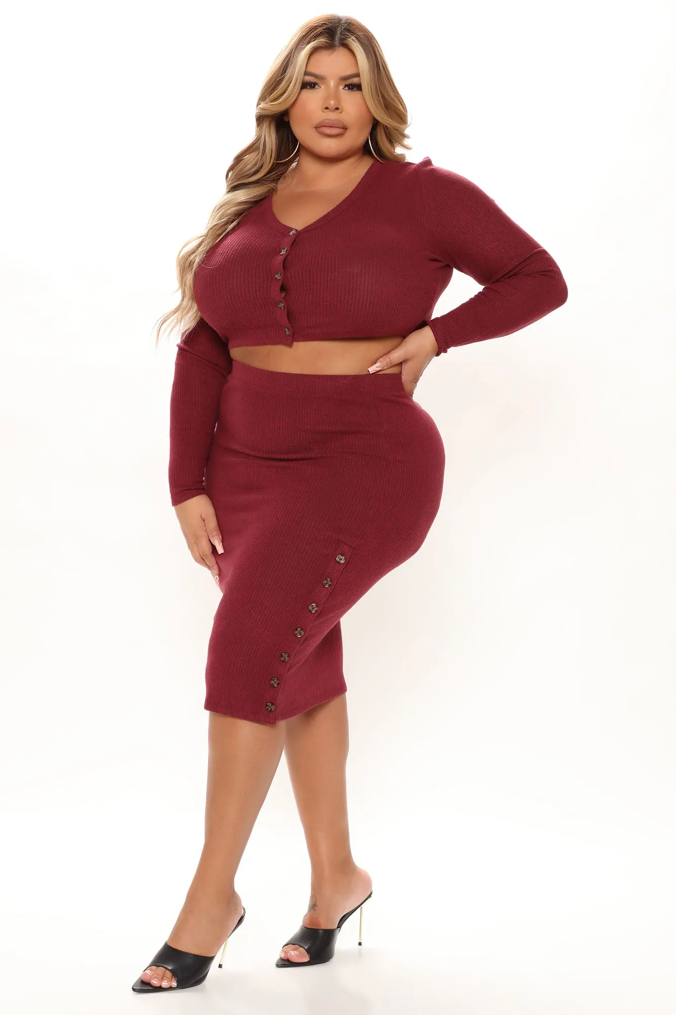 All Or Nothing Skirt Set - Wine