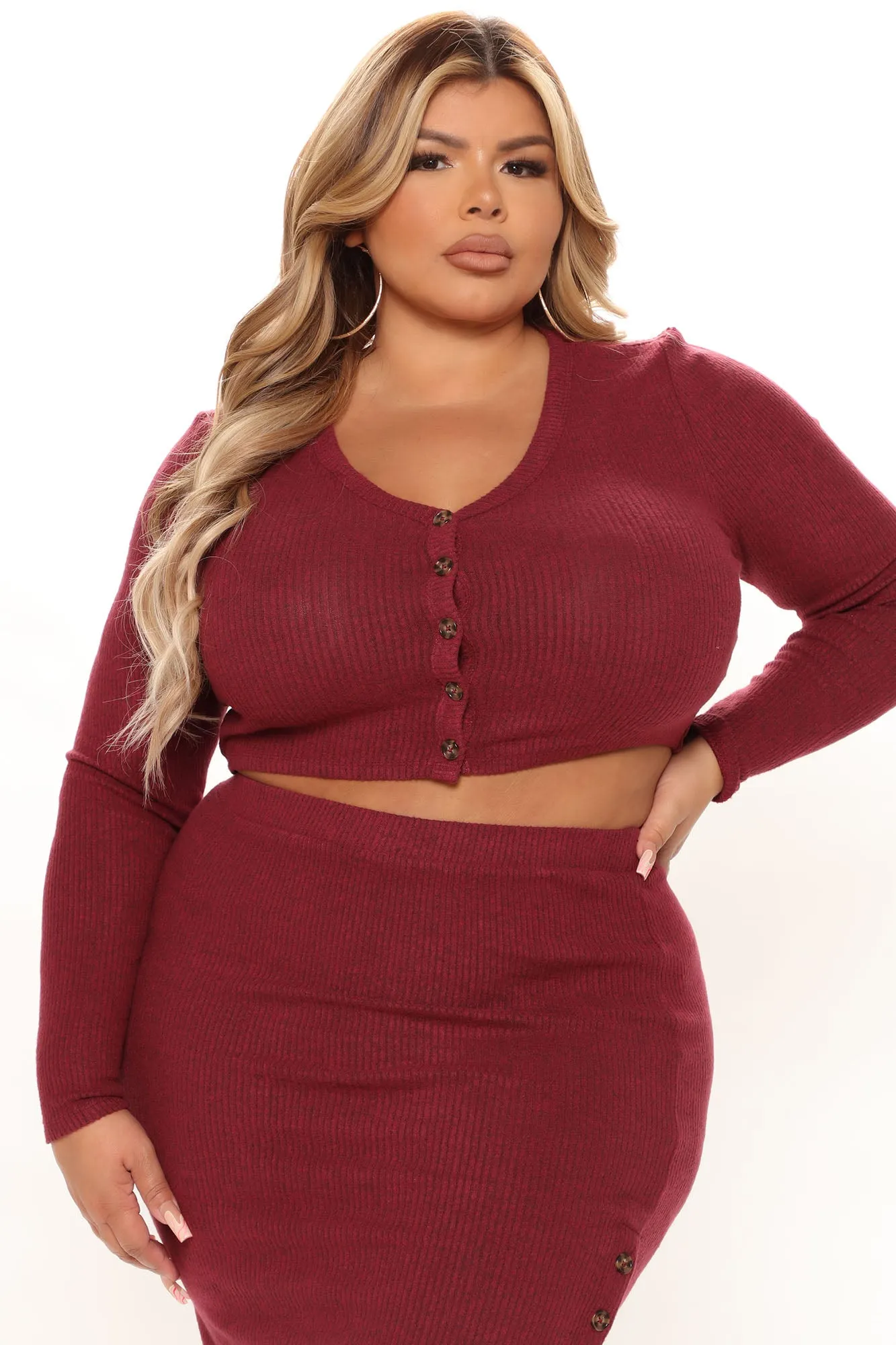 All Or Nothing Skirt Set - Wine