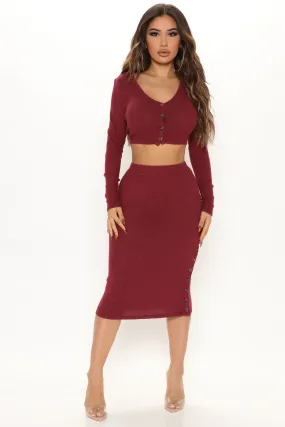 All Or Nothing Skirt Set - Wine