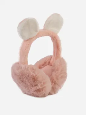 Aln Accessories Rabbit Ear Muffs Skiing Baby Pink/Light Grey