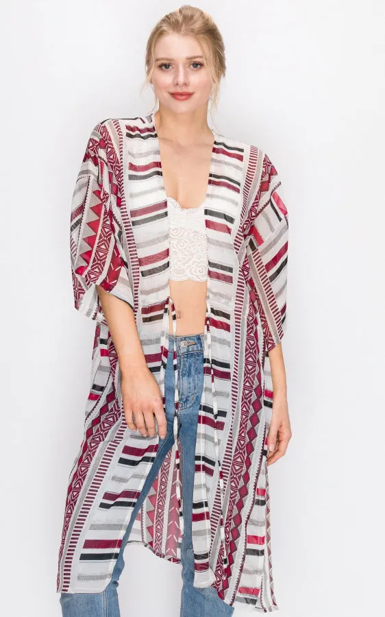 AV321 Printed Kimono with String Waist