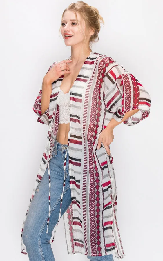 AV321 Printed Kimono with String Waist