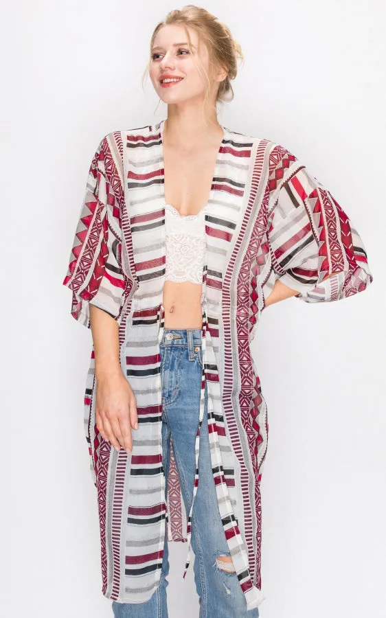 AV321 Printed Kimono with String Waist