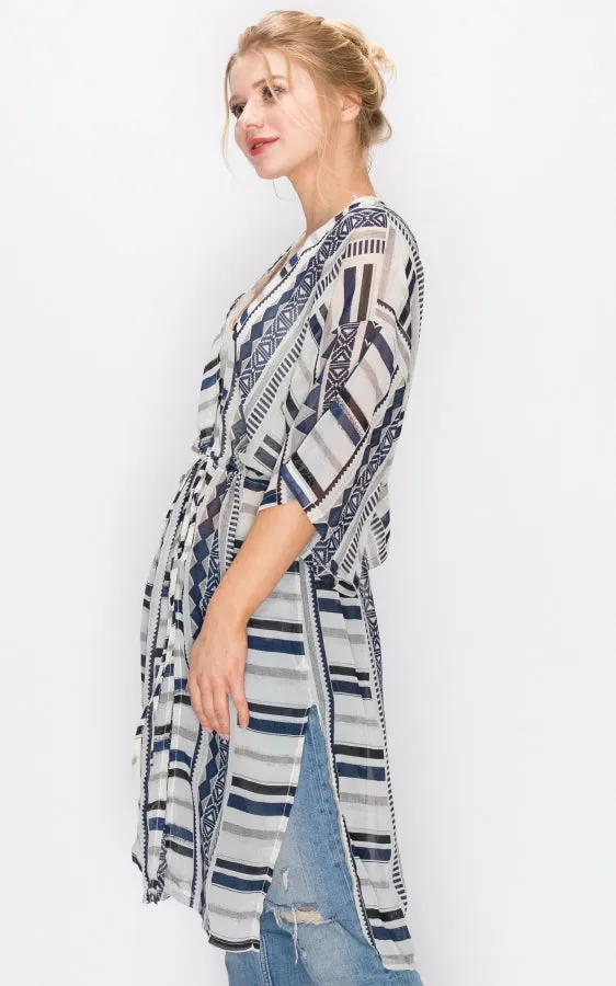 AV321 Printed Kimono with String Waist