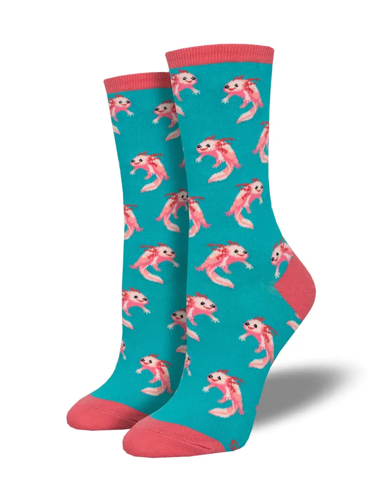 Axolotl Women's Crew Socks Teal