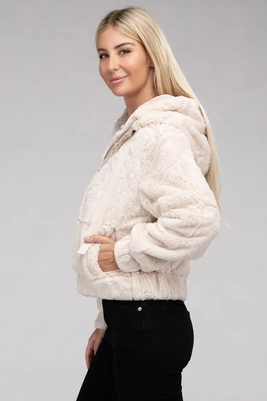 Bohemian Soft Plush Fluffy Zip-Up Teddy Hoodie