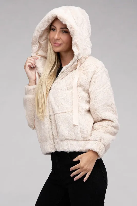 Bohemian Soft Plush Fluffy Zip-Up Teddy Hoodie