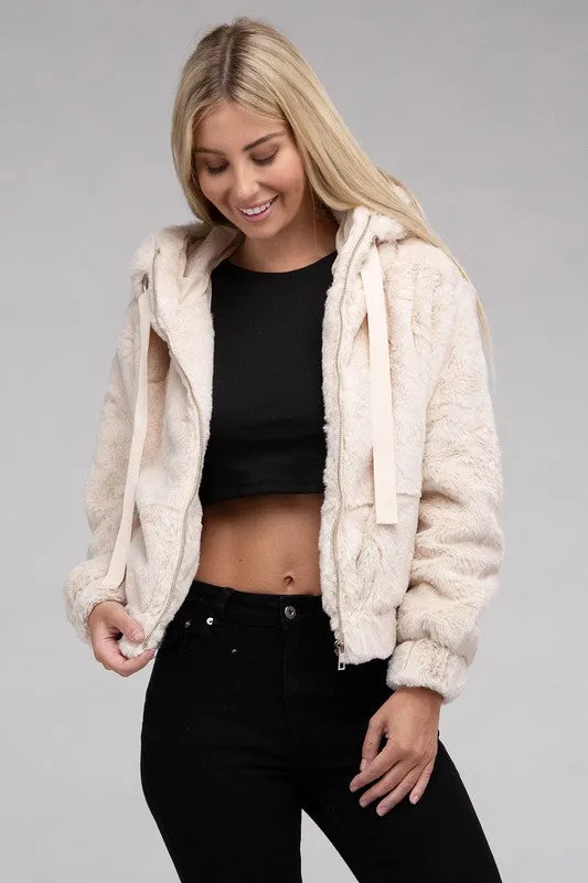 Bohemian Soft Plush Fluffy Zip-Up Teddy Hoodie