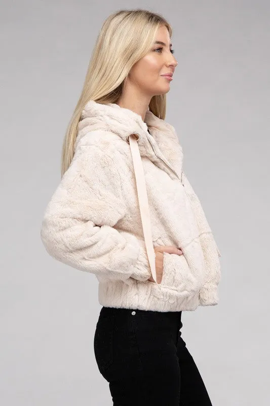 Bohemian Soft Plush Fluffy Zip-Up Teddy Hoodie