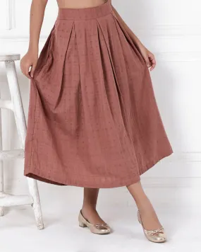 Brown ox pleat Cotton skirt