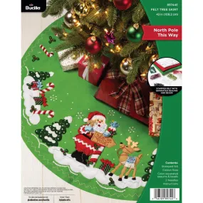 Bucilla Felt Tree Skirt Applique Kit 43" Round North Pole This Way