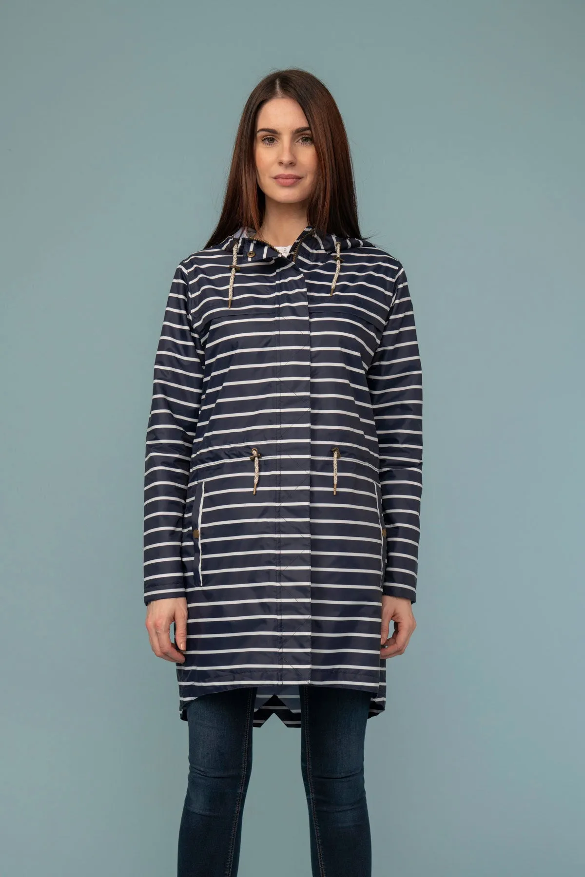 Cara Rain Parka - Navy Stripe