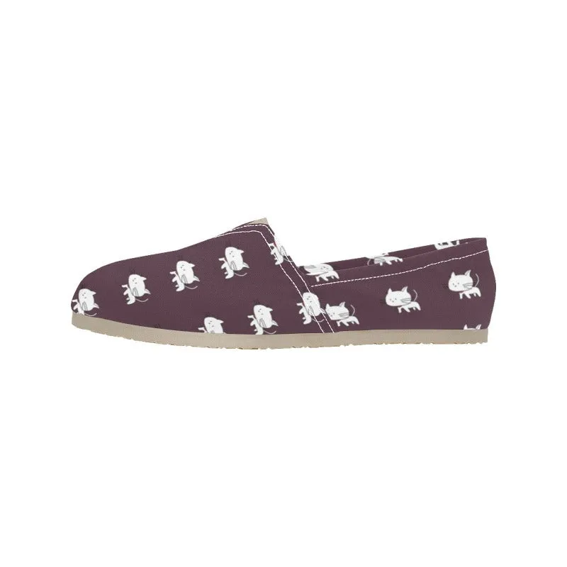 Cat Lover Slip-ons Wide Brown