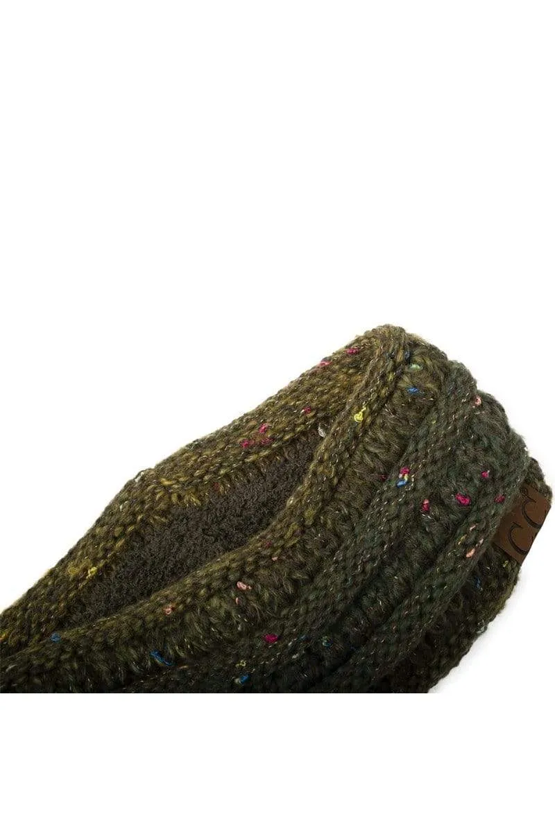 C.C HW817 - Soft Stretch Winter Warm Cable Knit Fuzzy Lined Confetti Ombre Ear Warmer Headband