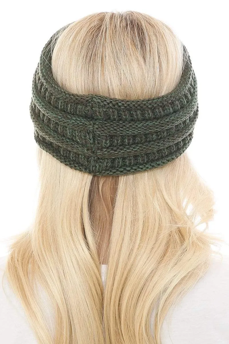 C.C HW826 - Soft Stretch Winter Warm Cable Knit Fuzzy Lined Ribbed Ear Warmer Headband