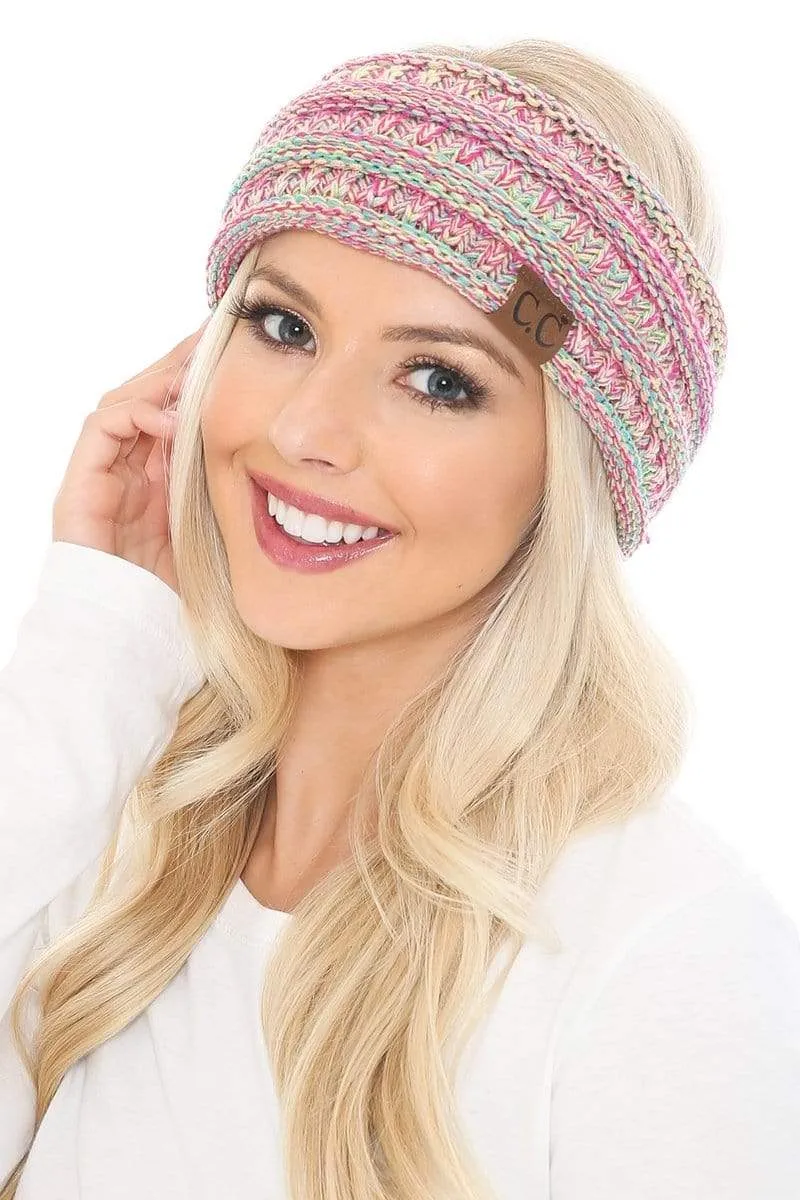 C.C HW826 - Soft Stretch Winter Warm Cable Knit Fuzzy Lined Ribbed Ear Warmer Headband