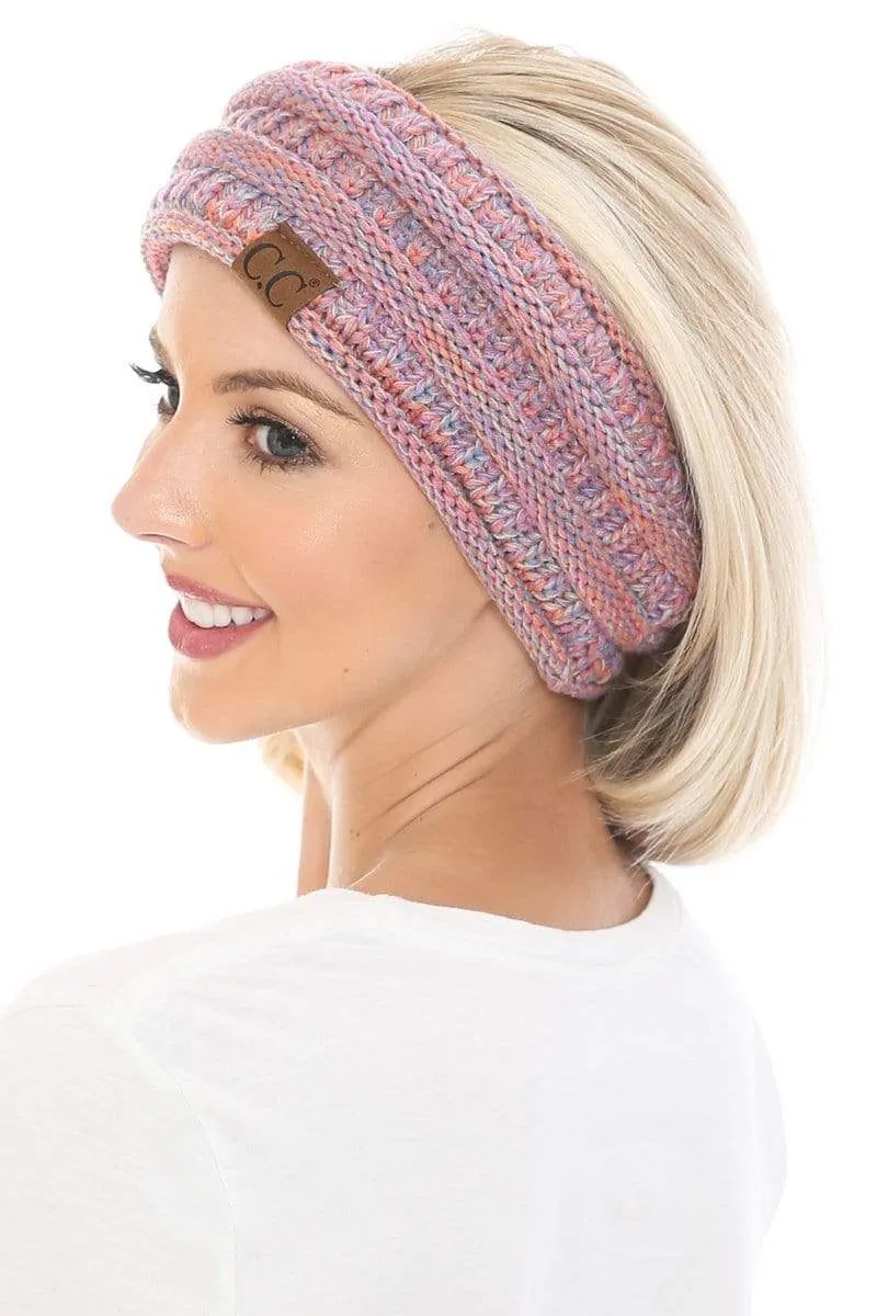 C.C HW826 - Soft Stretch Winter Warm Cable Knit Fuzzy Lined Ribbed Ear Warmer Headband