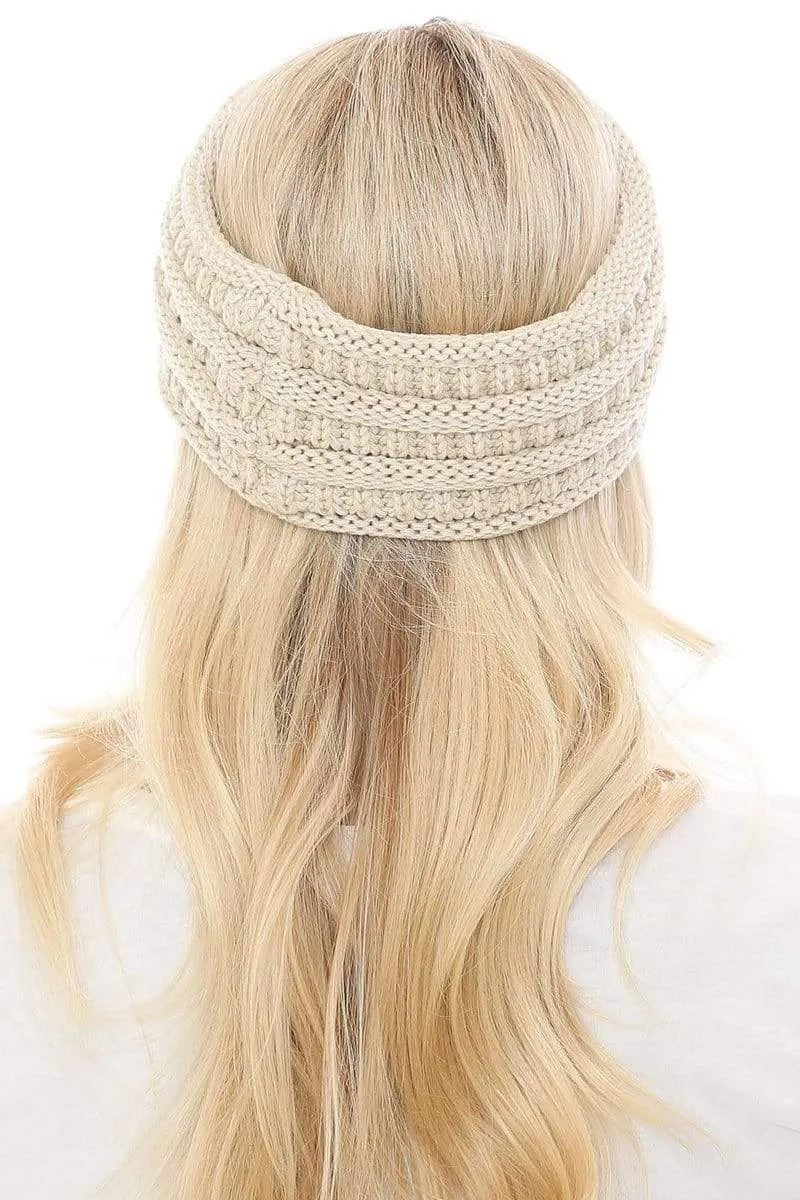 C.C HW826 - Soft Stretch Winter Warm Cable Knit Fuzzy Lined Ribbed Ear Warmer Headband