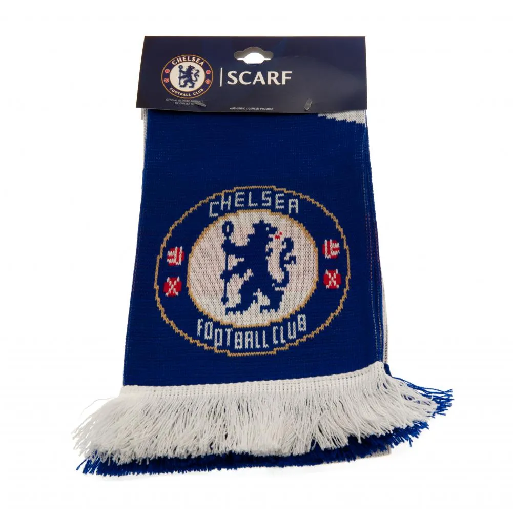 Chelsea FC Half Royal and White Scarf with Club Crest