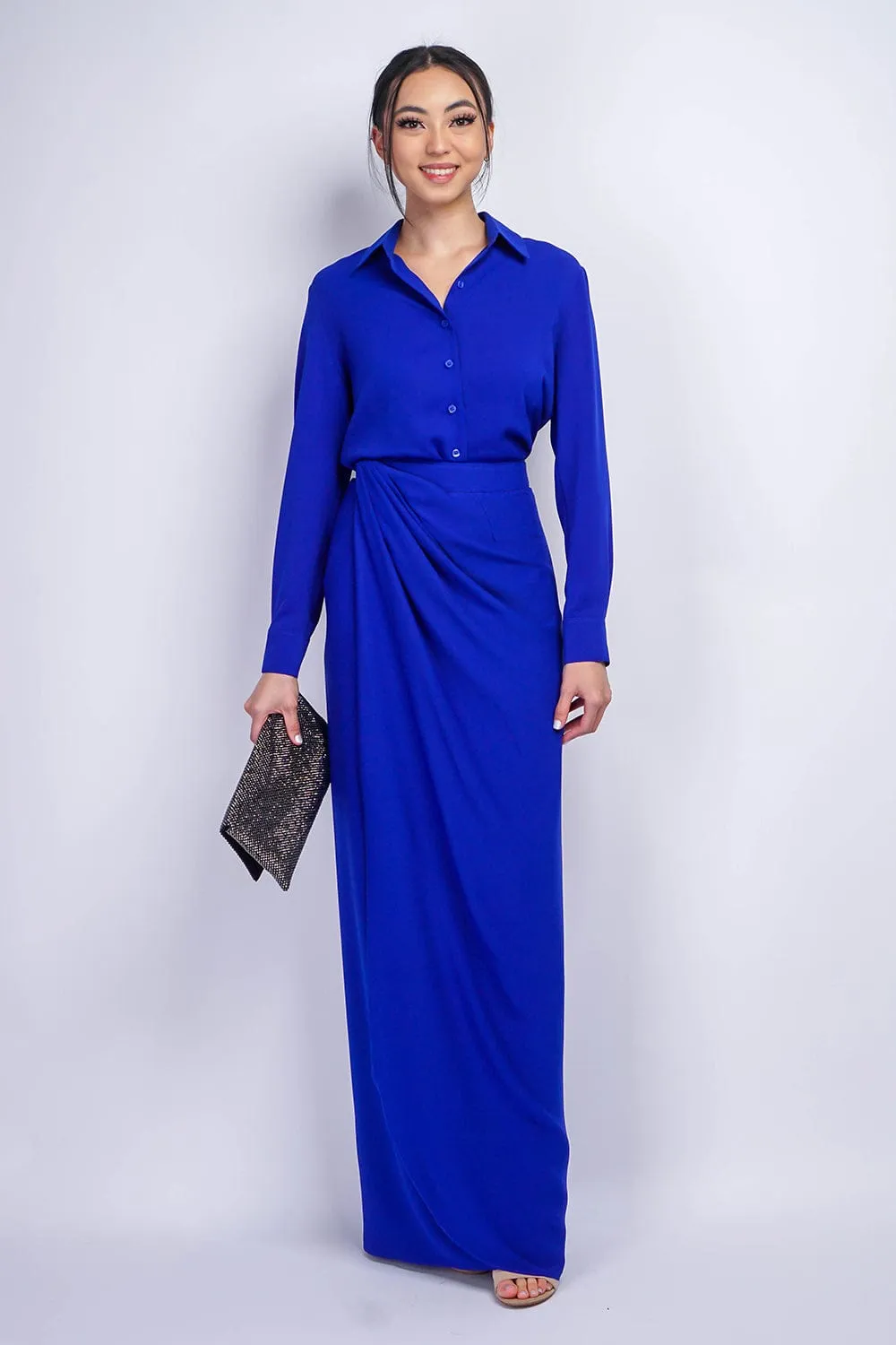 Cobalt Trixie Wrapped Long Skirt