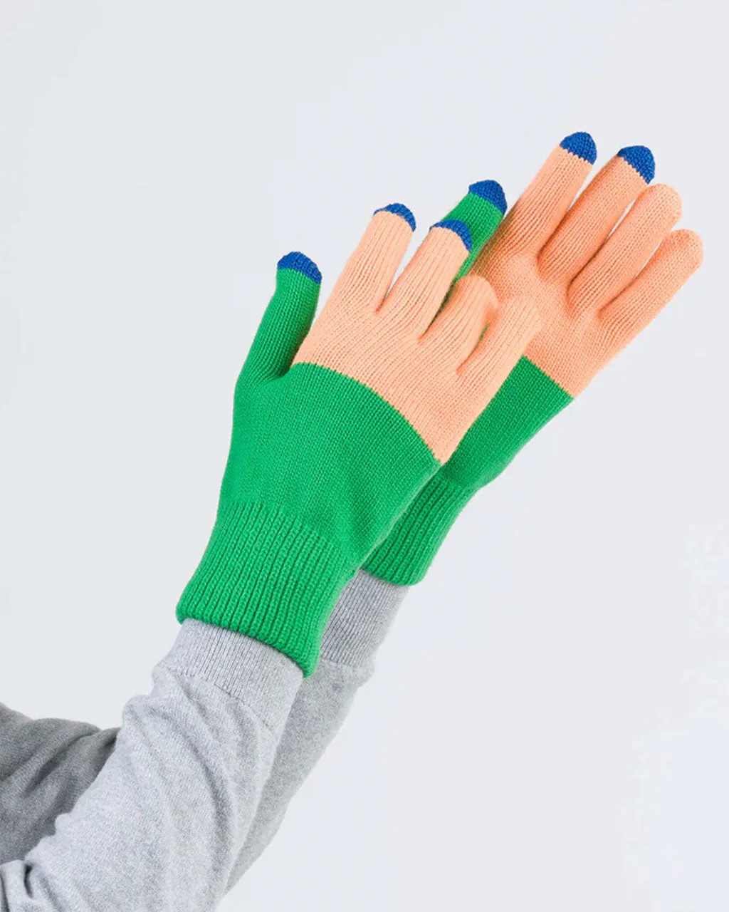 Colorblock Touchscreen Gloves - Kelly   Peach