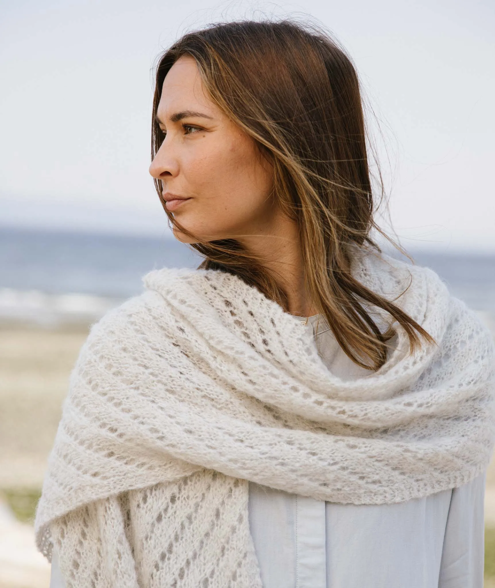 Diagonal Lace Scarf Using Rauma Alpakka Lin