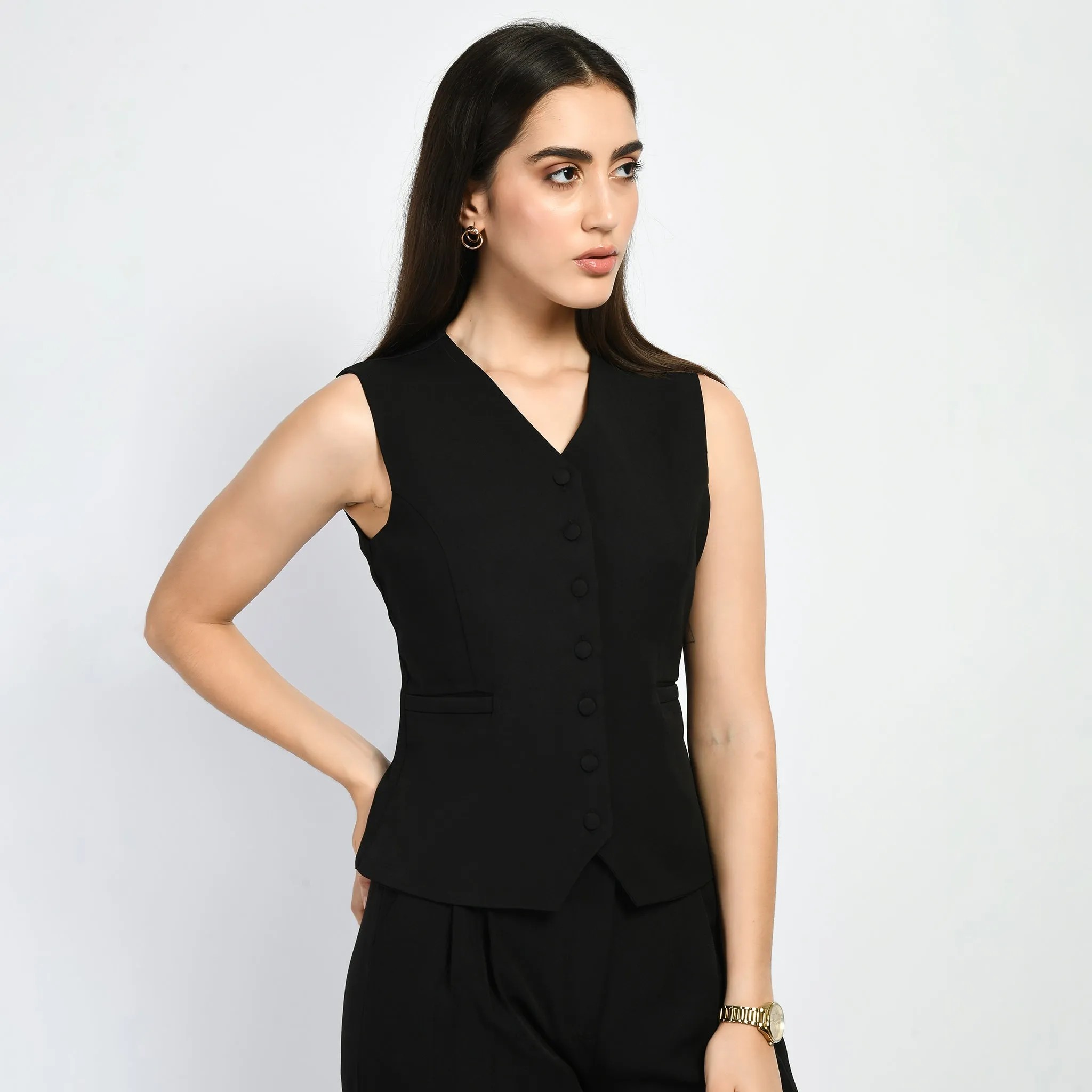 Exude Mysticism Waist-coat Top (Black)