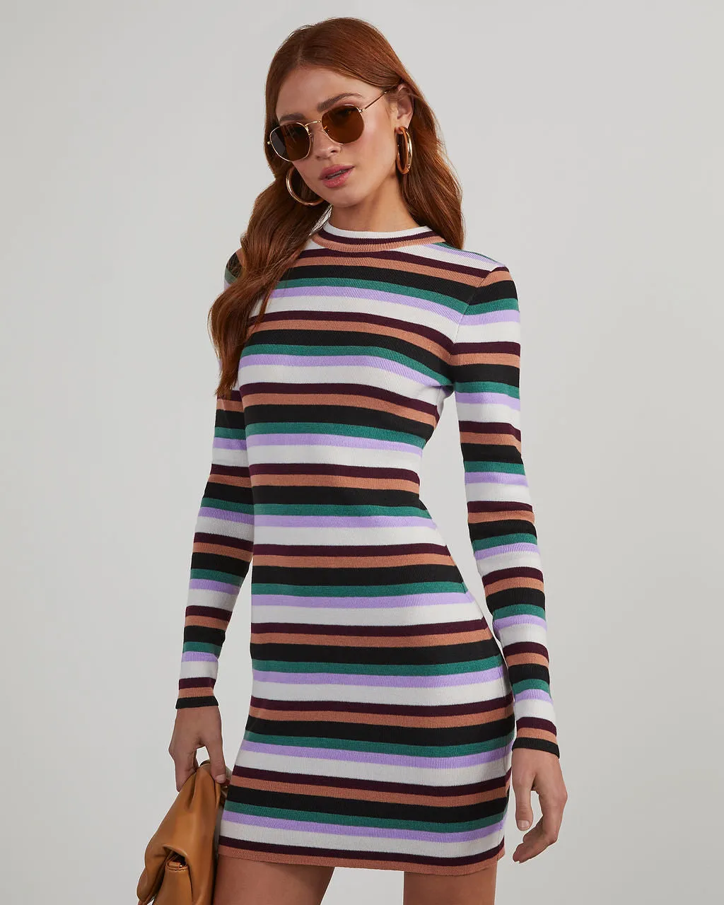 Fashionably Educated Striped Knit Mini Dress