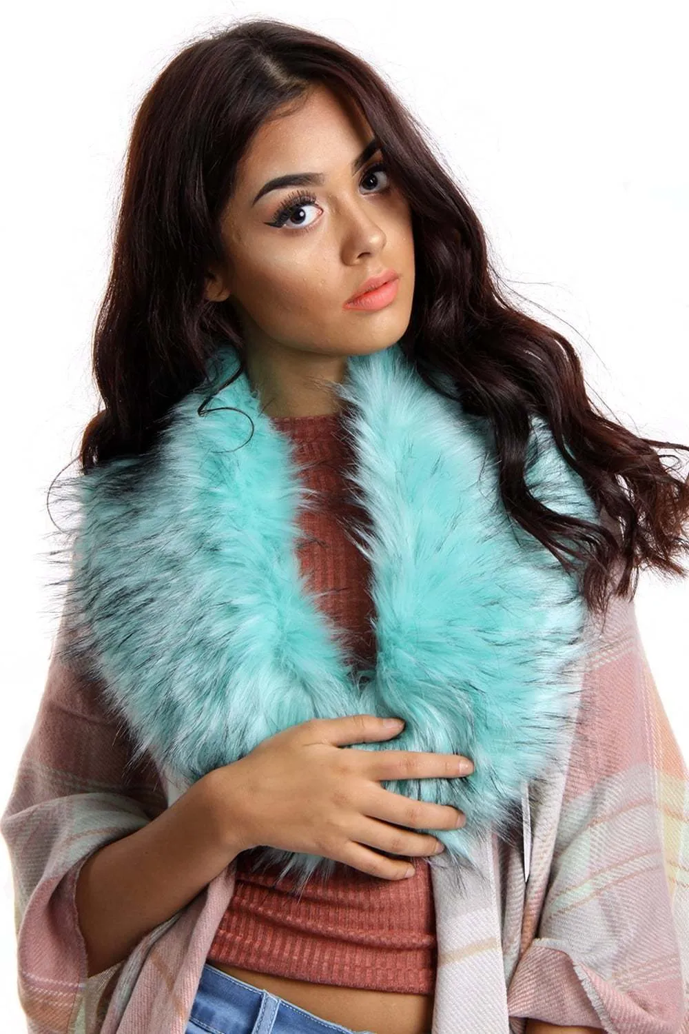 Faux Raccoon Fur Collar Scarf