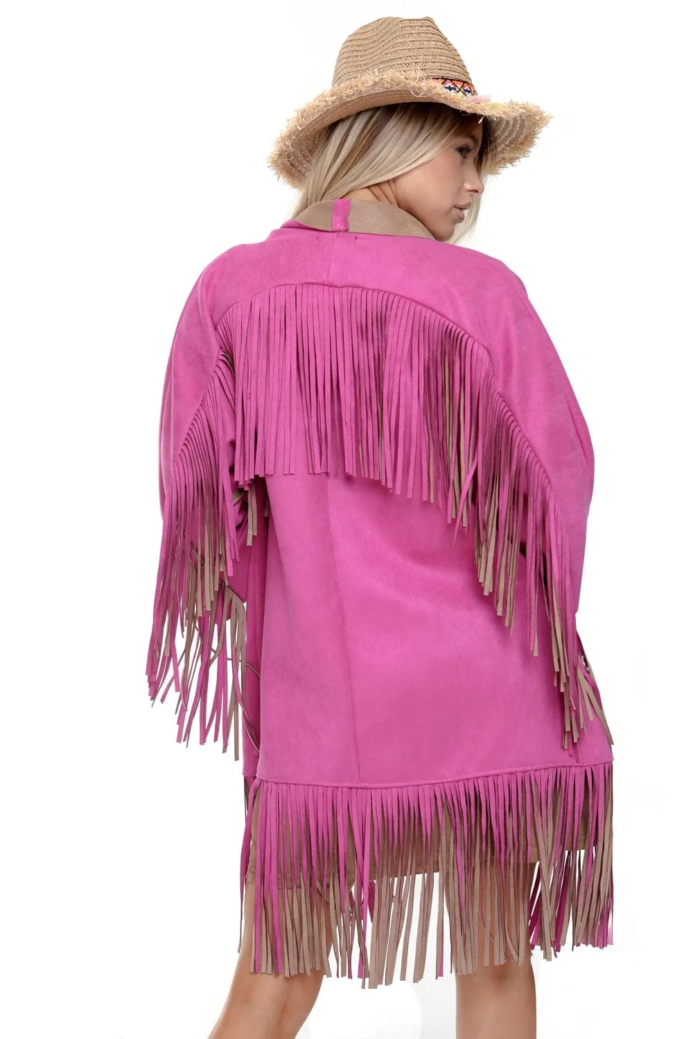 Faux Suede Fringed Festival Jacket