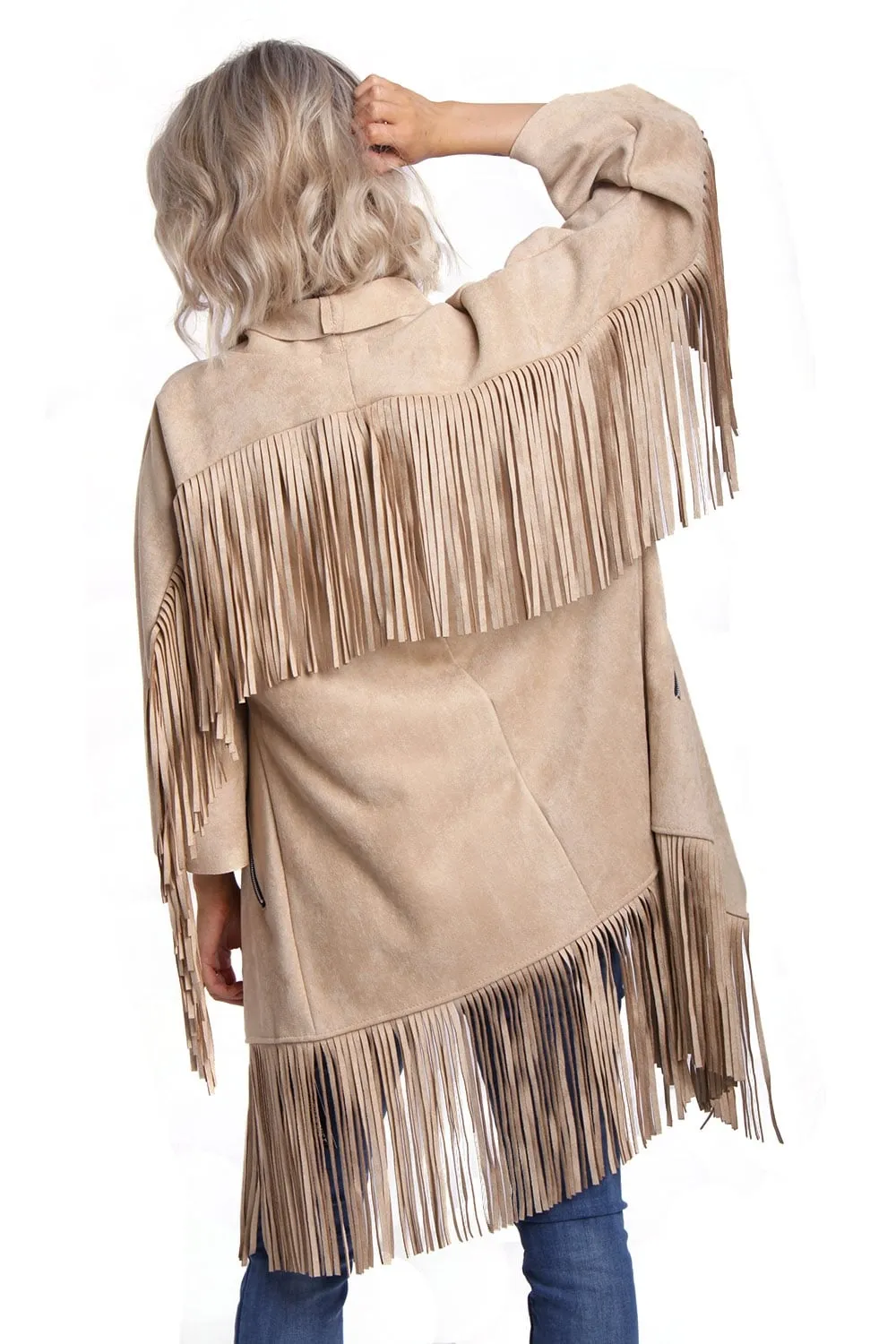 Faux Suede Fringed Festival Jacket