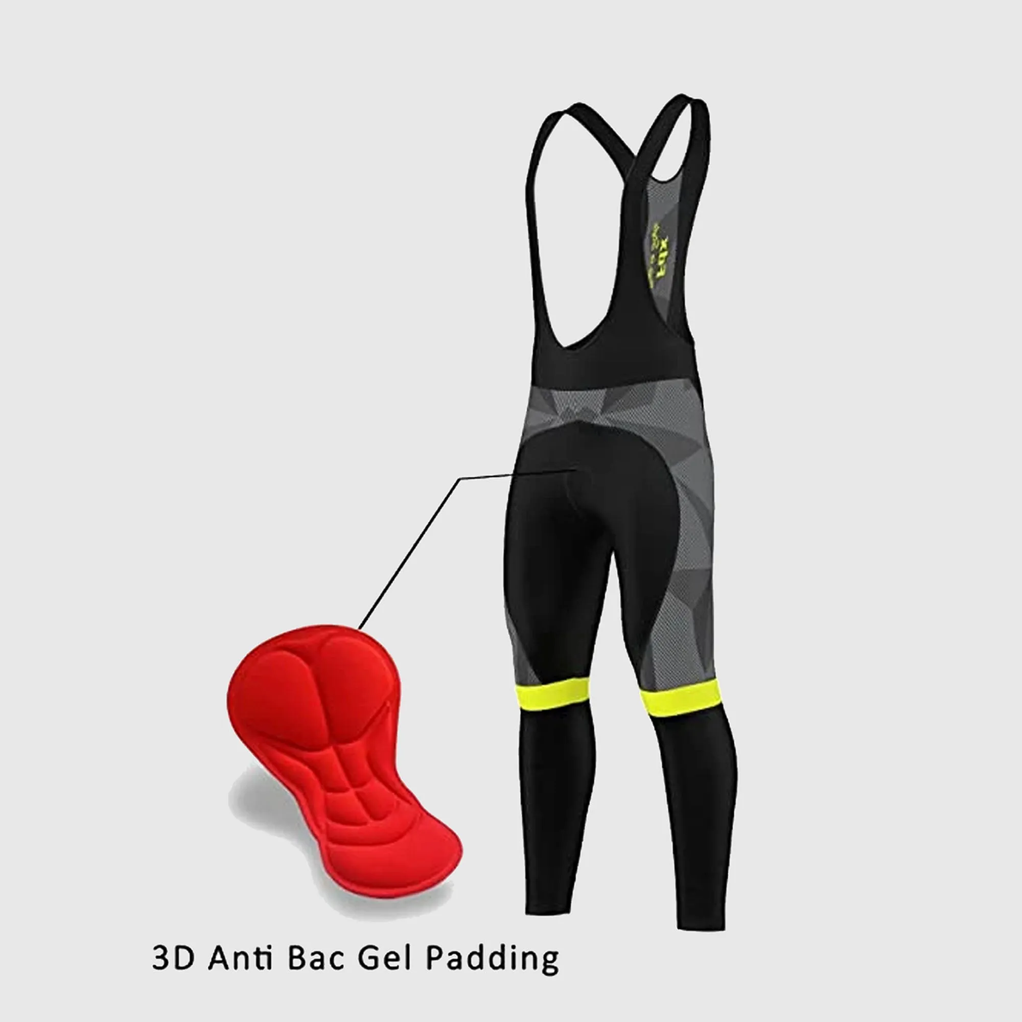 Fdx Splinter Men's & Boy's Yellow Thermal Padded Cycling Bib Tights