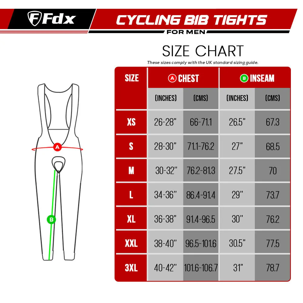 Fdx Splinter Men's & Boy's Yellow Thermal Padded Cycling Bib Tights