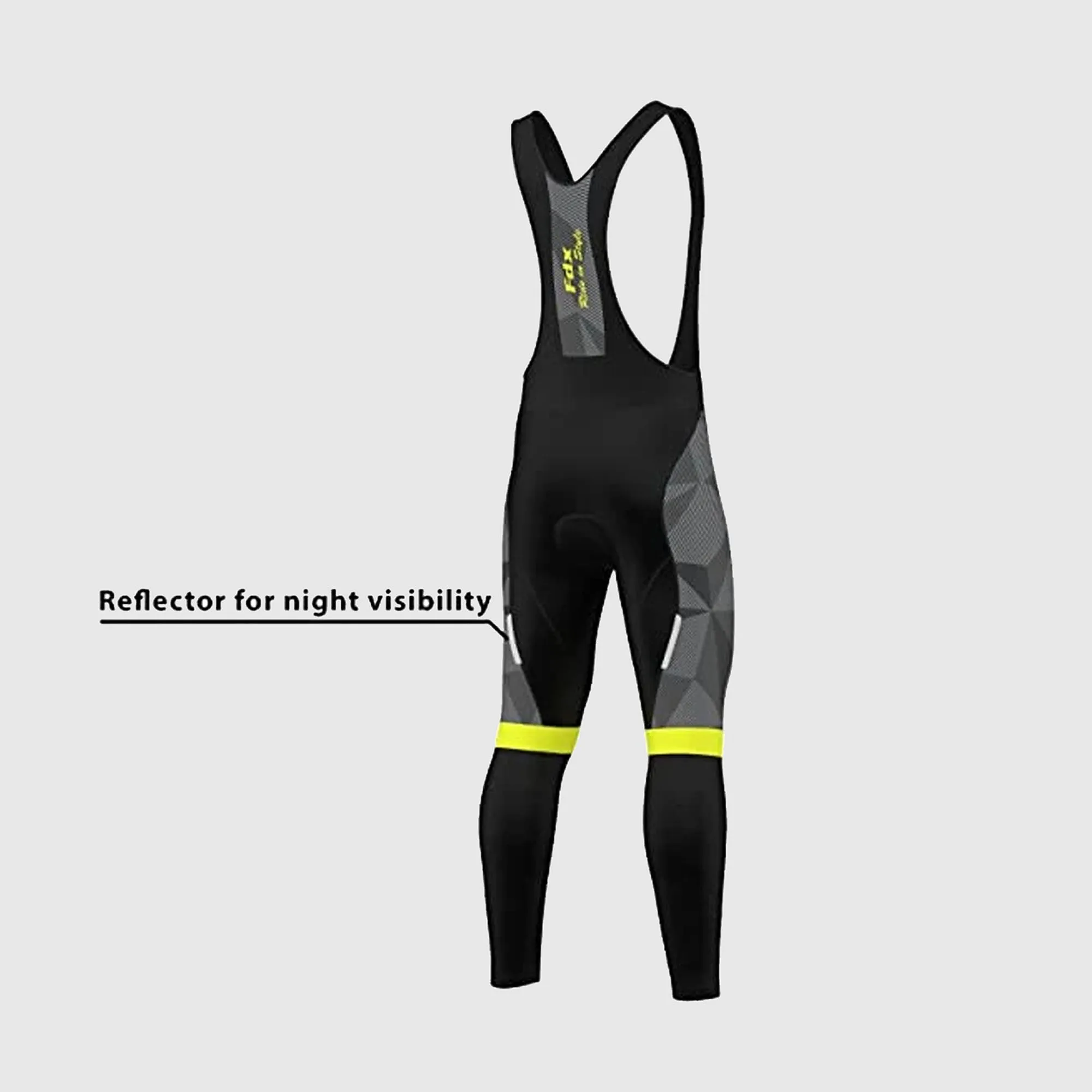 Fdx Splinter Men's & Boy's Yellow Thermal Padded Cycling Bib Tights