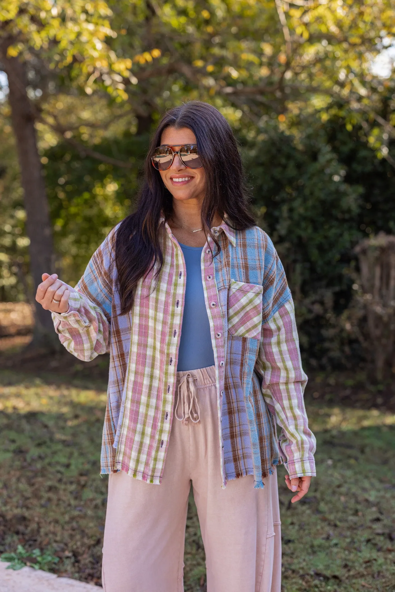 Flannel Memories Pink Plaid Top