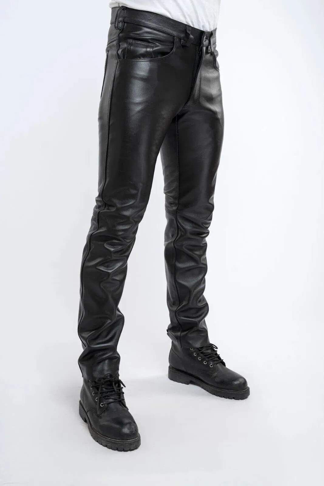 Funki Buys | Pants | Men's Faux Leather Slim Fit Biker Pants