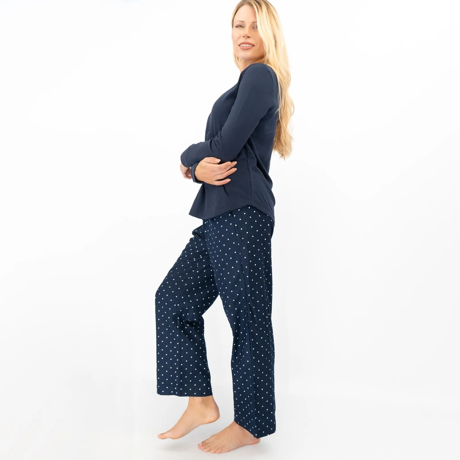 GAP Womens Flannel Sleep Set Pyjamas Navy Blue