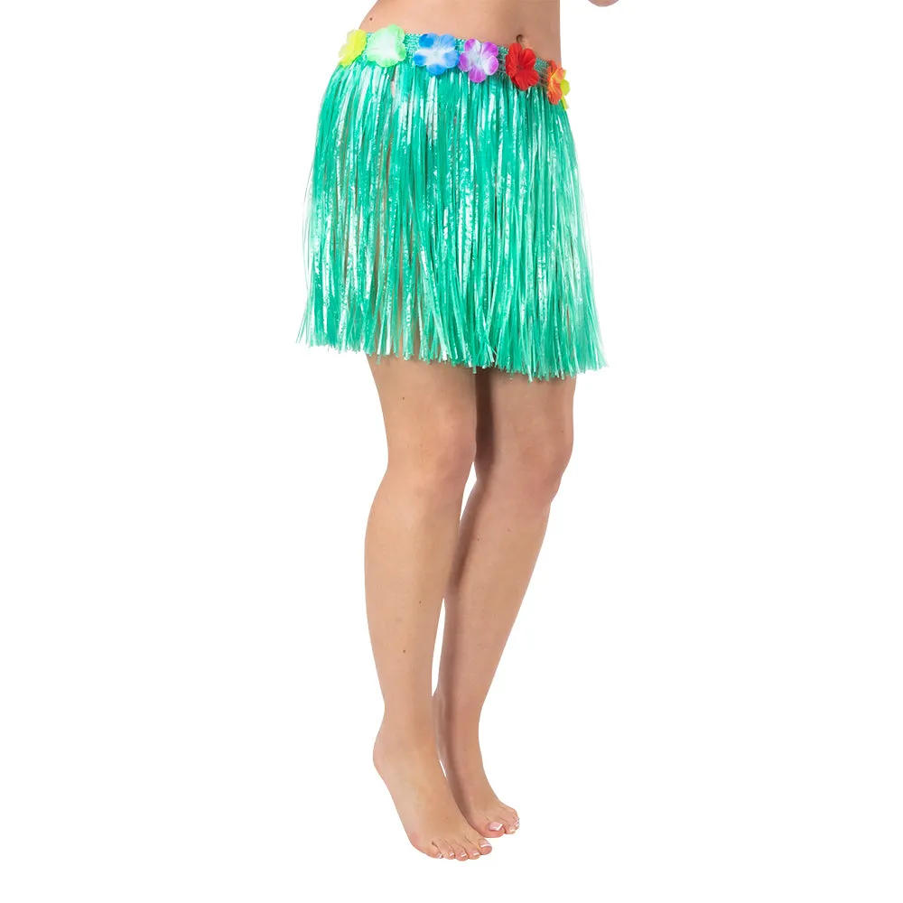 Green Hawaiian Hula Grass Skirt 40cm