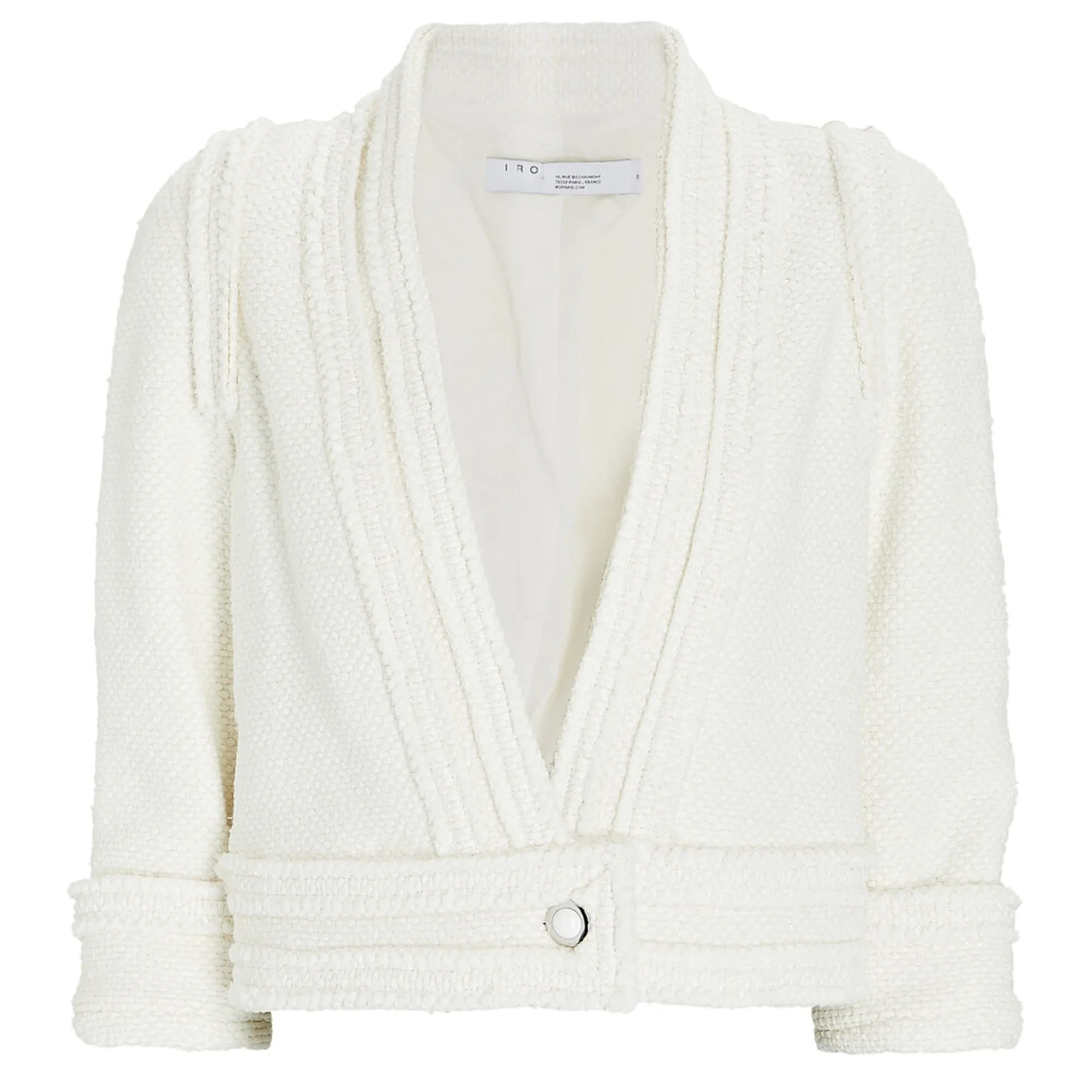 IRO Ivory Cezais Cropped Collarless Tweed Jacket