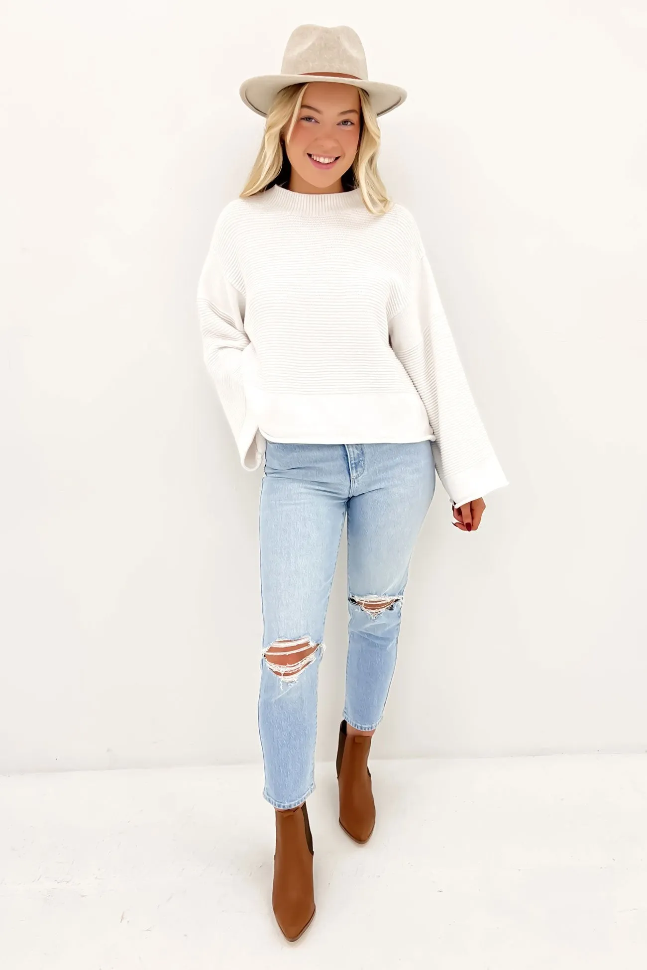 Izaiah Knit Sweater White