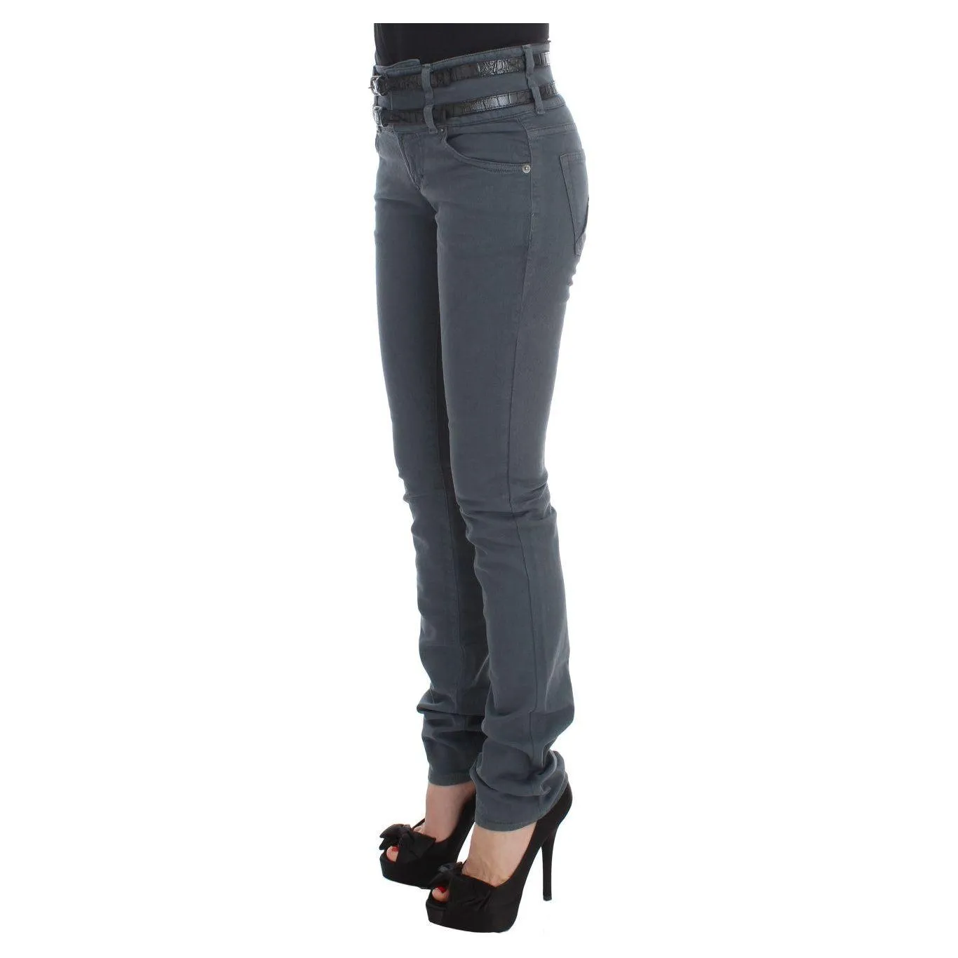 John Galliano Sleek Slim Fit Italian Jeans in Chic Blue