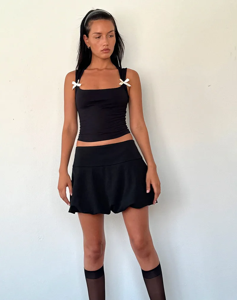 Keshi Puffball Mini Skirt in Black