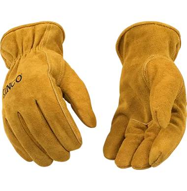 Kinco 50RL Lined Suede Cowhide Shirred Elastic Wrist Leather Hem Drivers Gloves (One Dozen)