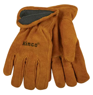 Kinco 50RL Lined Suede Cowhide Shirred Elastic Wrist Leather Hem Drivers Gloves (One Dozen)