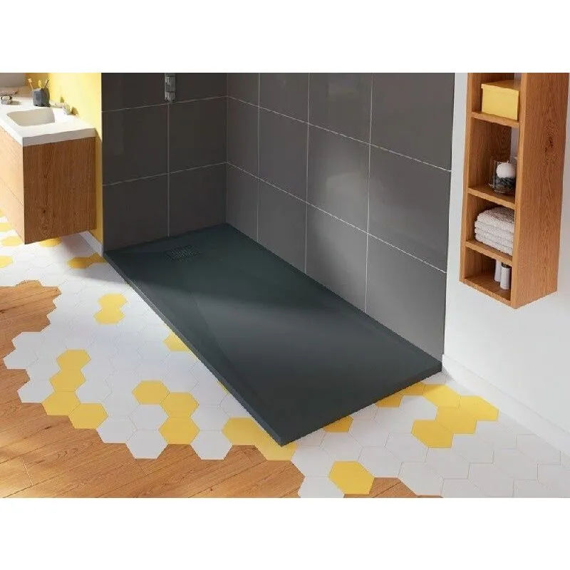 KineSurf Plus Rectangle Shower Trays Textured Anthracite with Colour Match Waste - choice of size